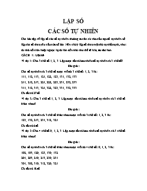 Lập số các số tự nhiên